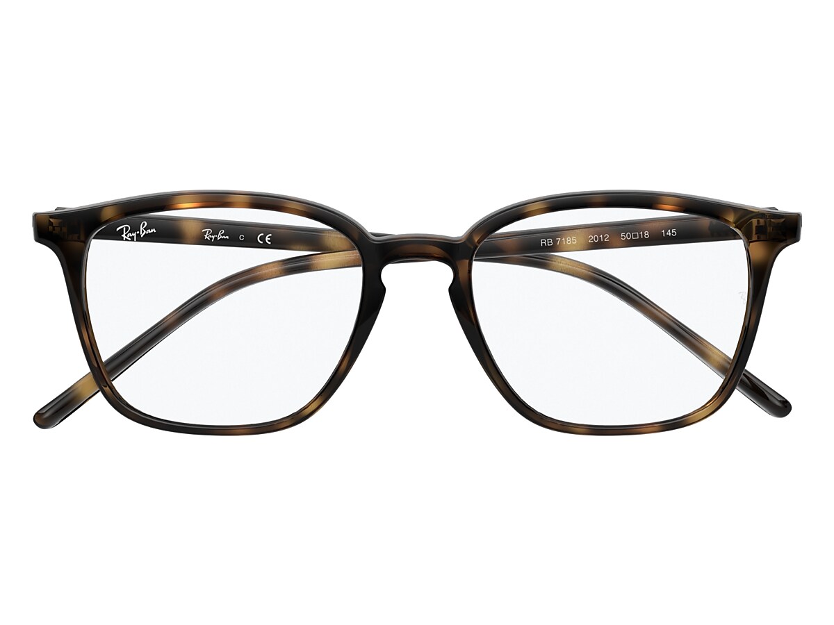 Ray-Ban Eyeglasses Unisex Rb7185f Prescription - Shiny Black Frame Clear  Lenses 54-18