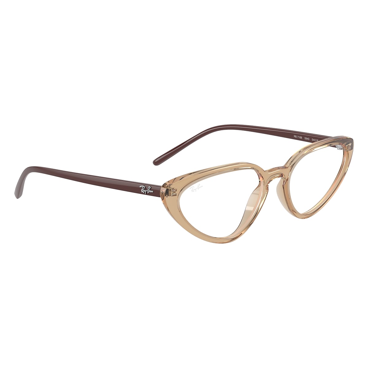 Ray-Ban Rb7188 Optics Optical Shiny Brown Frame Clear Lenses 52-18