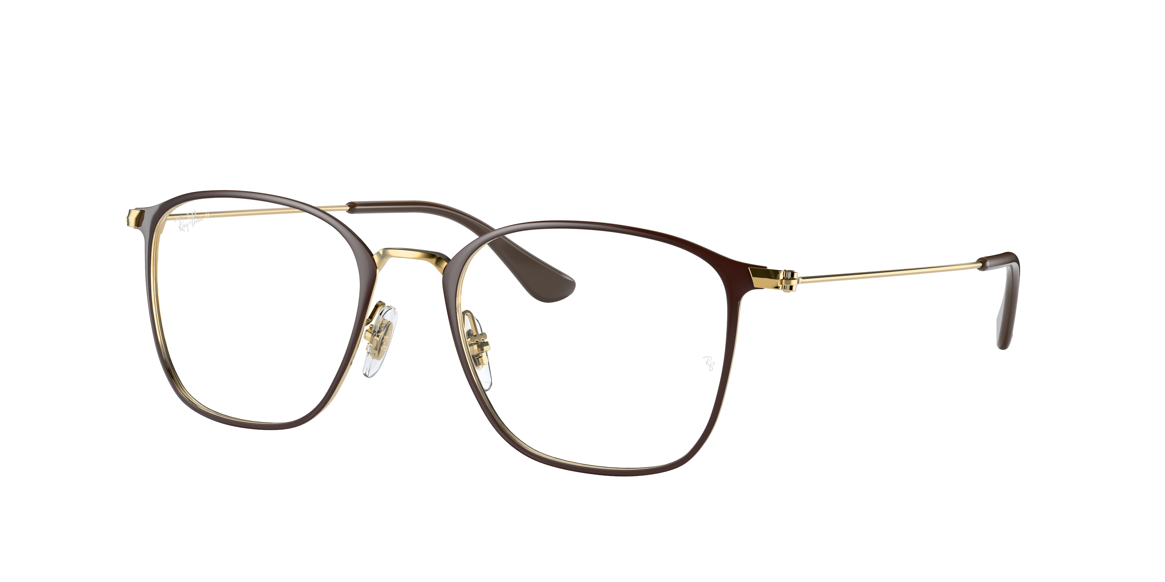 Ray Ban Rb6466 Eyeglasses Brown Frame Clear Lenses 49-19 In Gold