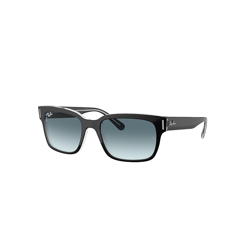 Ray-Ban Jeffrey Sunglasses Shiny Black Frame Grey Lenses 55-20