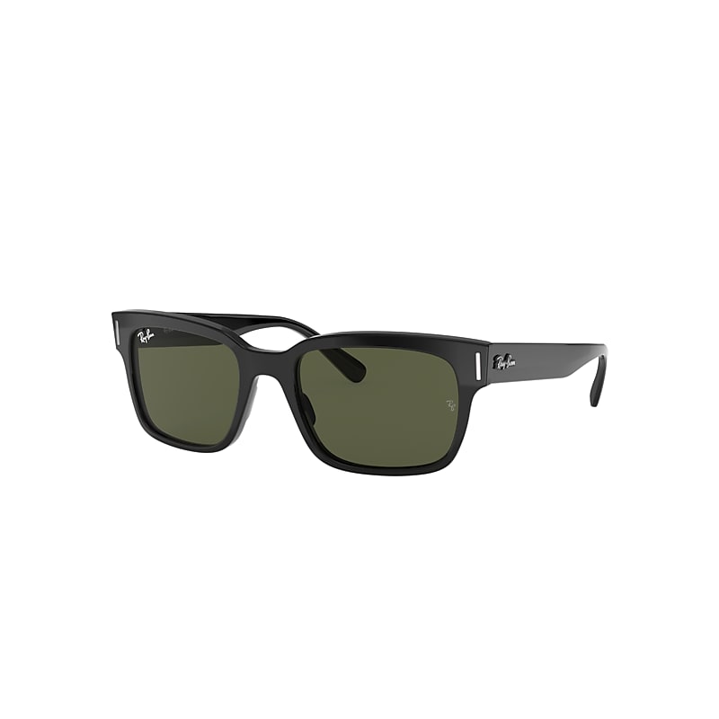 Ray-Ban Jeffrey Sunglasses Shiny Black Frame Green Lenses 53-20