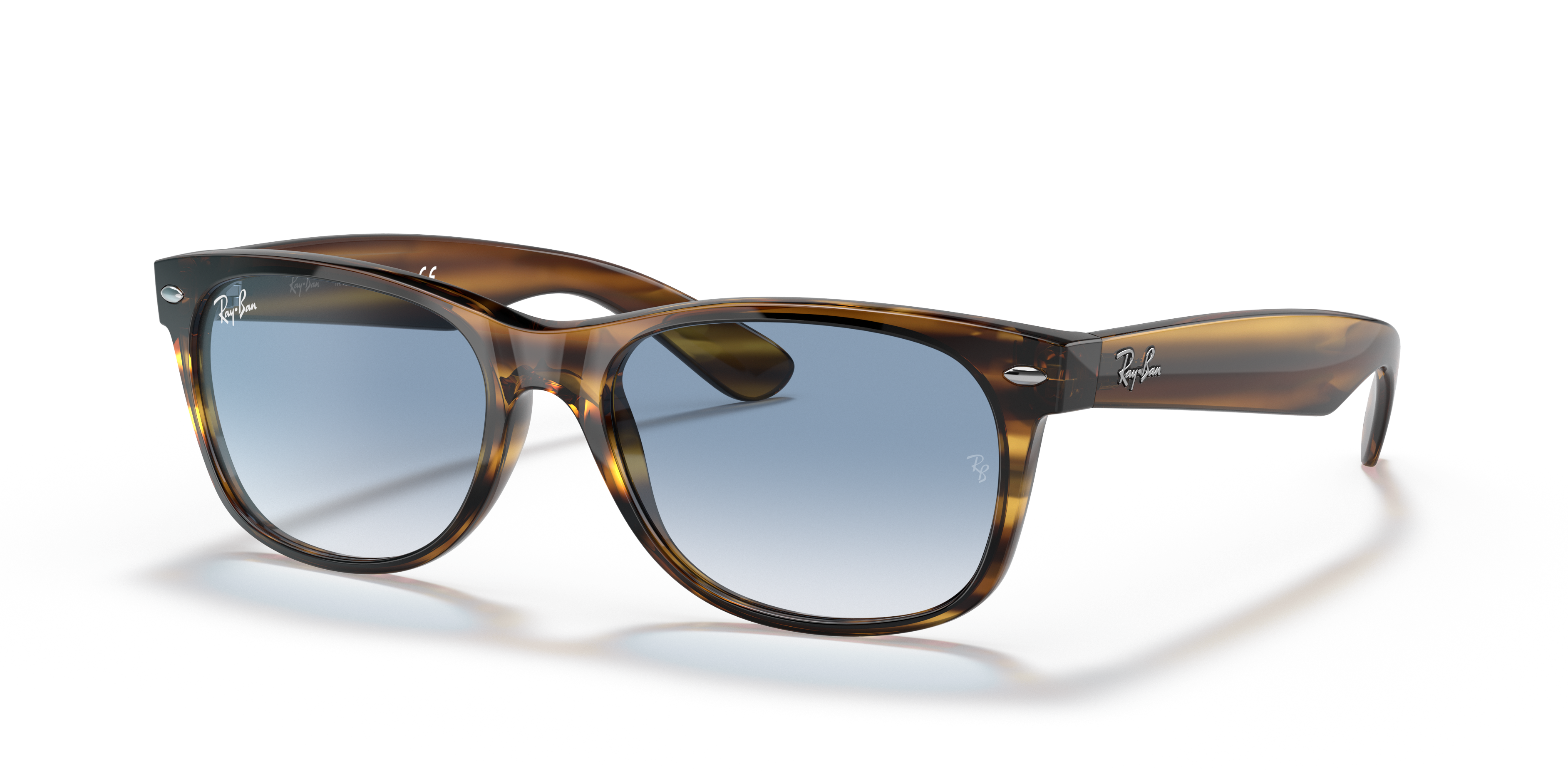 blue and brown ray ban glasses