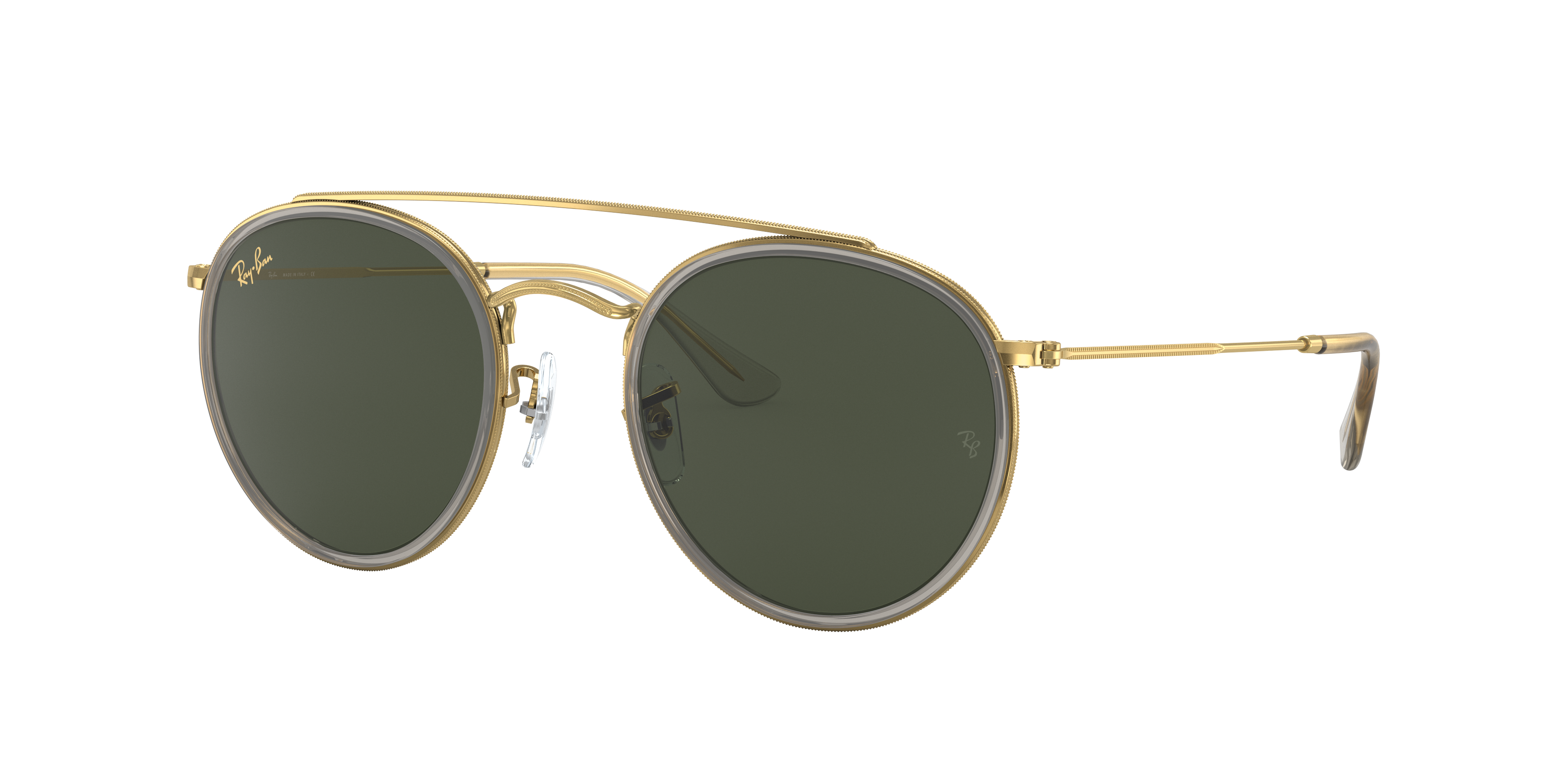 Round Double Bridge Legend Gold Sunglasses in Gold and Green - RB3647N ...