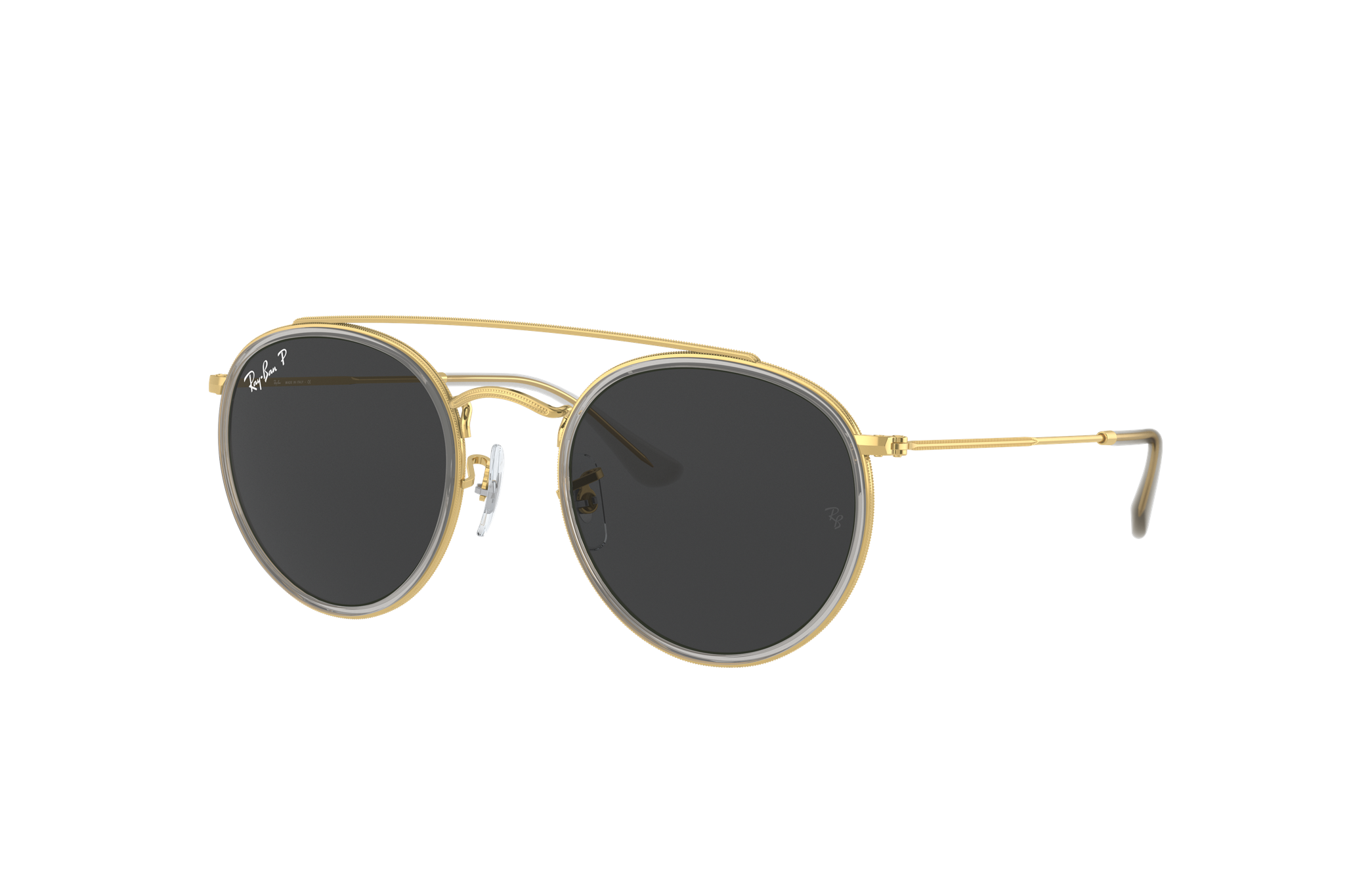 Round Double Bridge Sunglasses in Shiny 