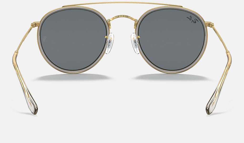 Round Double Bridge Legend Gold Sunglasses in Gold and Blue/Grey | Ray-Ban®