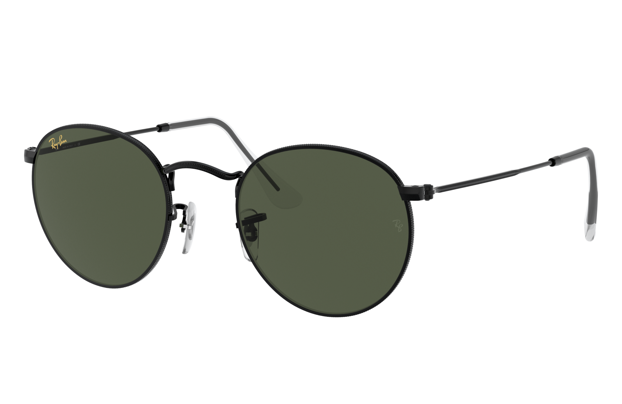 black ray ban round sunglasses