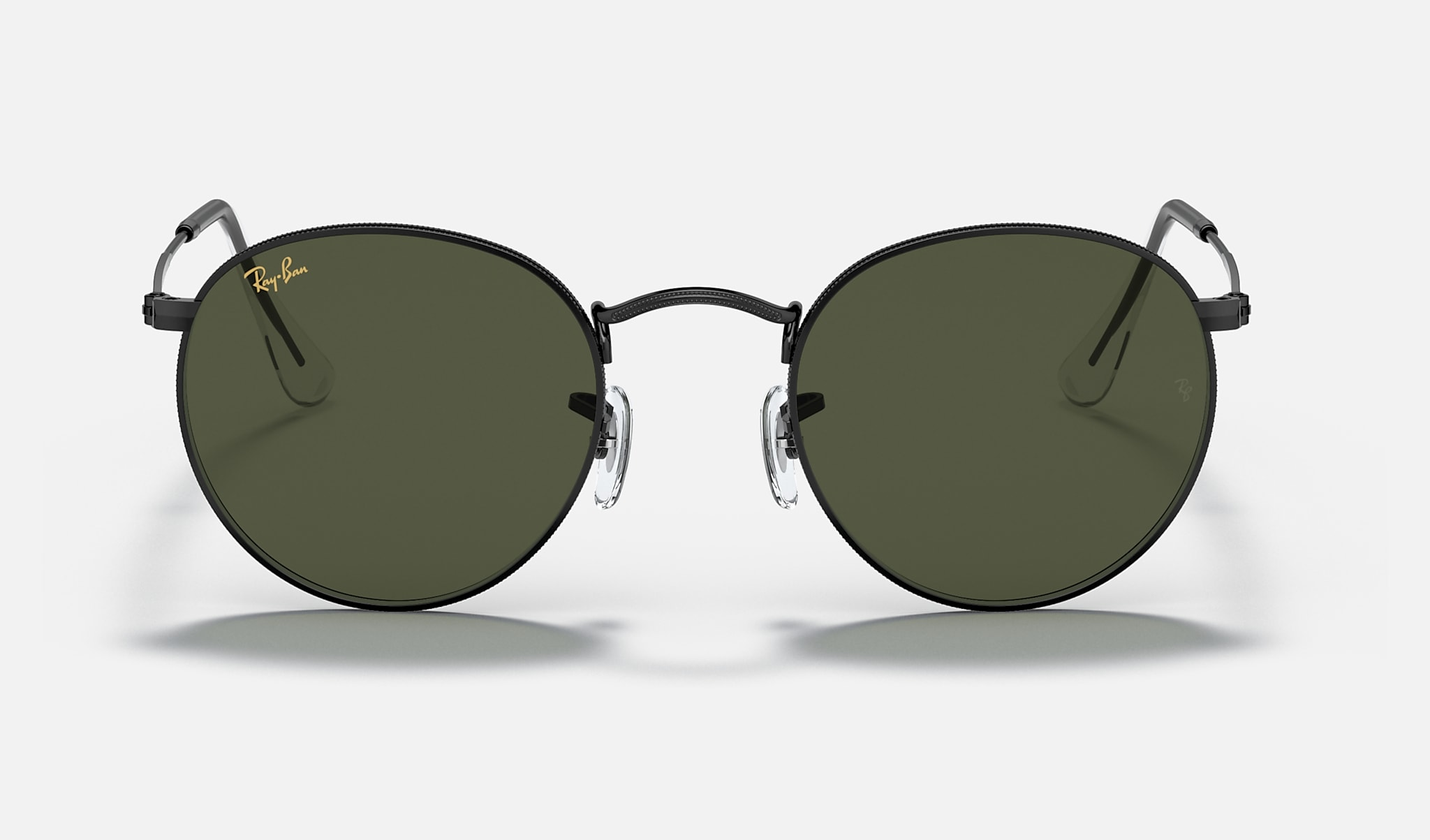 Ray-Ban 0RB3447 ROUND METAL LEGEND GOLD Polished Black SUN Front