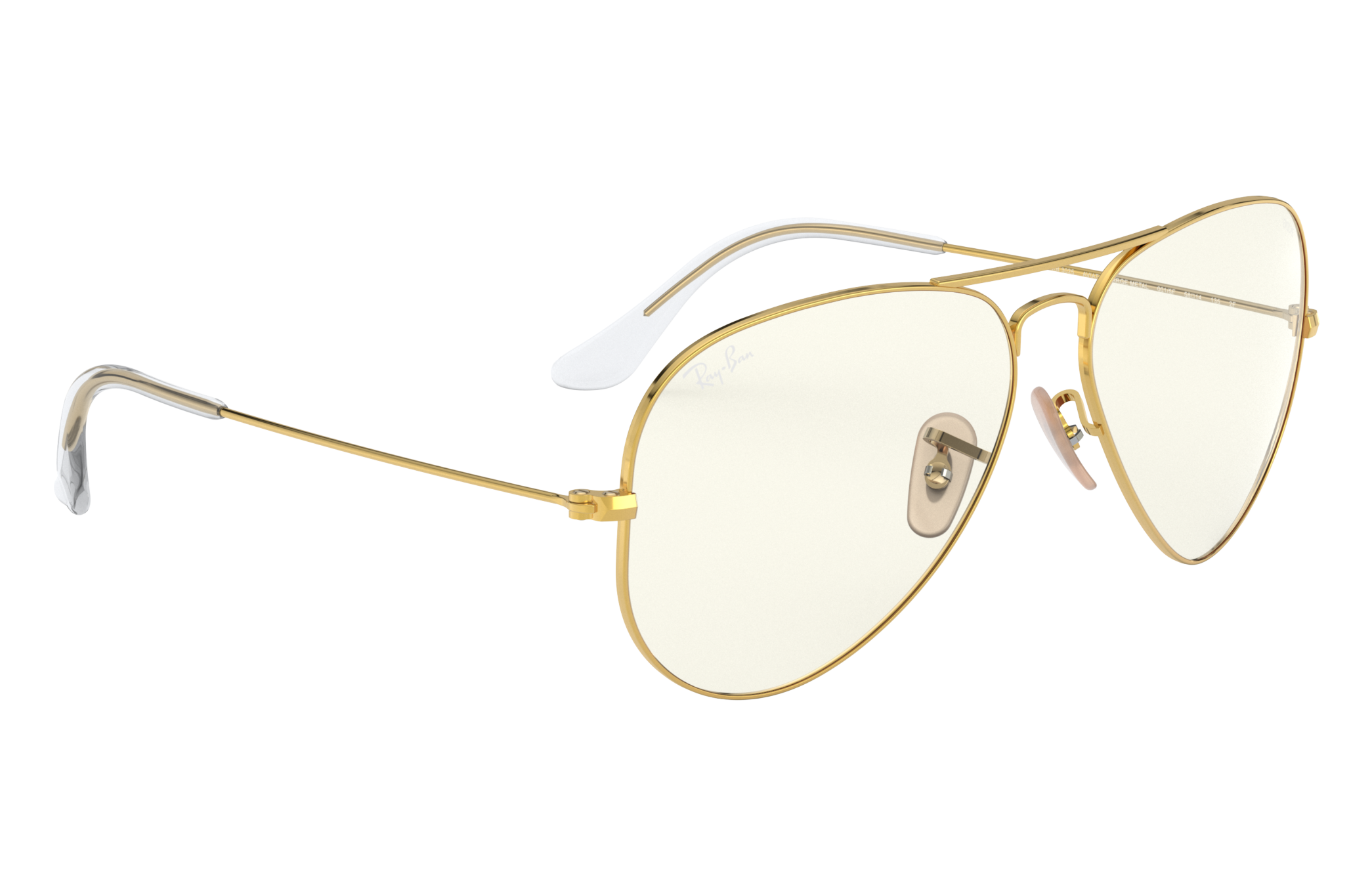 ray ban aviator clear lens glasses in gold