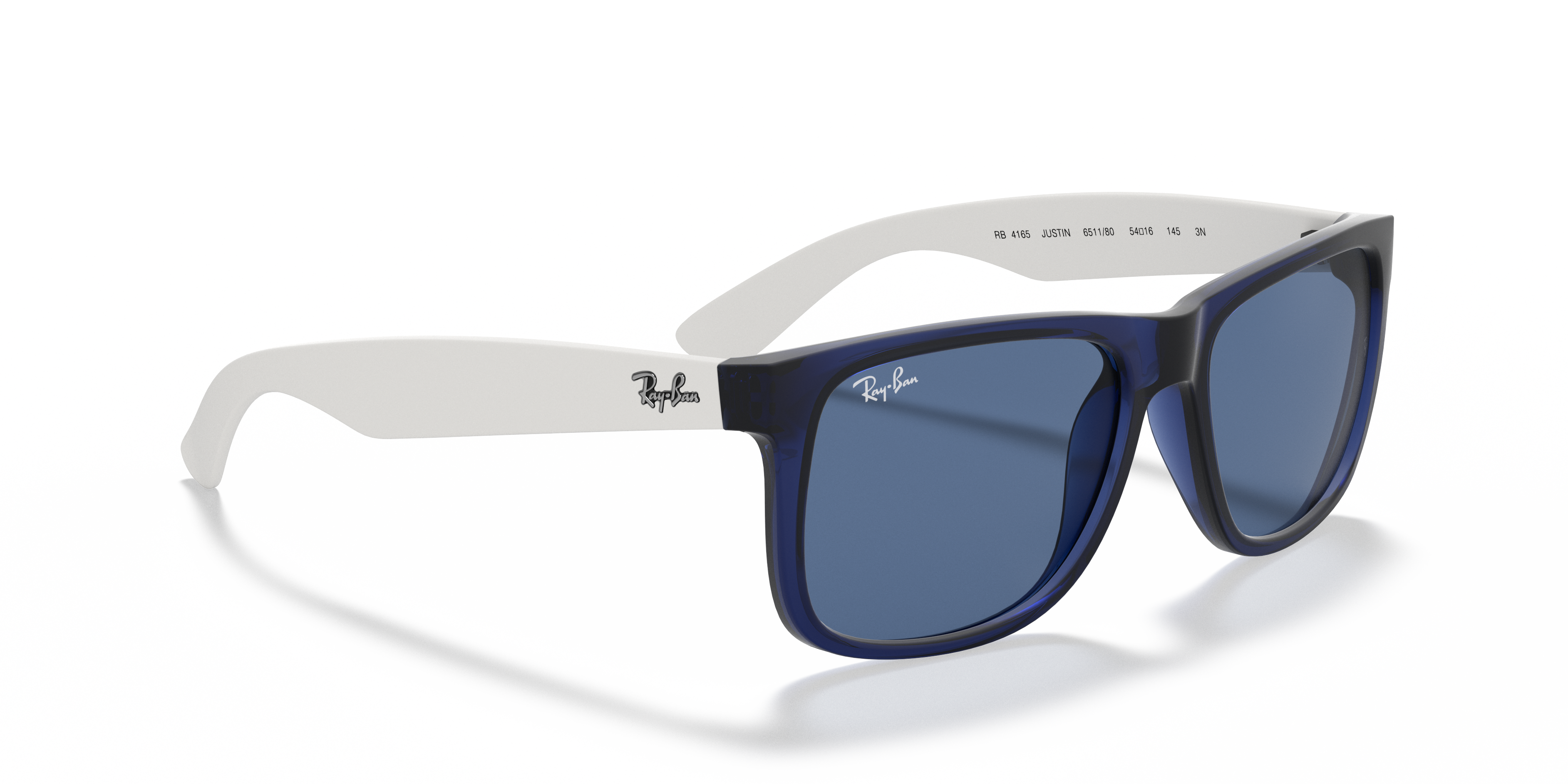 white and blue ray bans