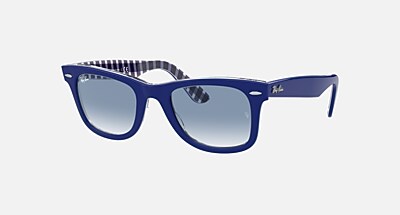 Q3822 RAYBAN サングラス　RB2140F BLUE ORIGINAL WAYFARER CHANGE Sunglasses in Photo Striped Blue
