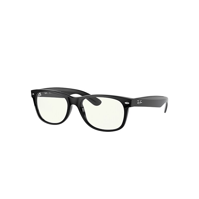 Ray-Ban New Wayfarer Blue-light Clear Sunglasses Shiny Black Frame Clear Lenses 58-18