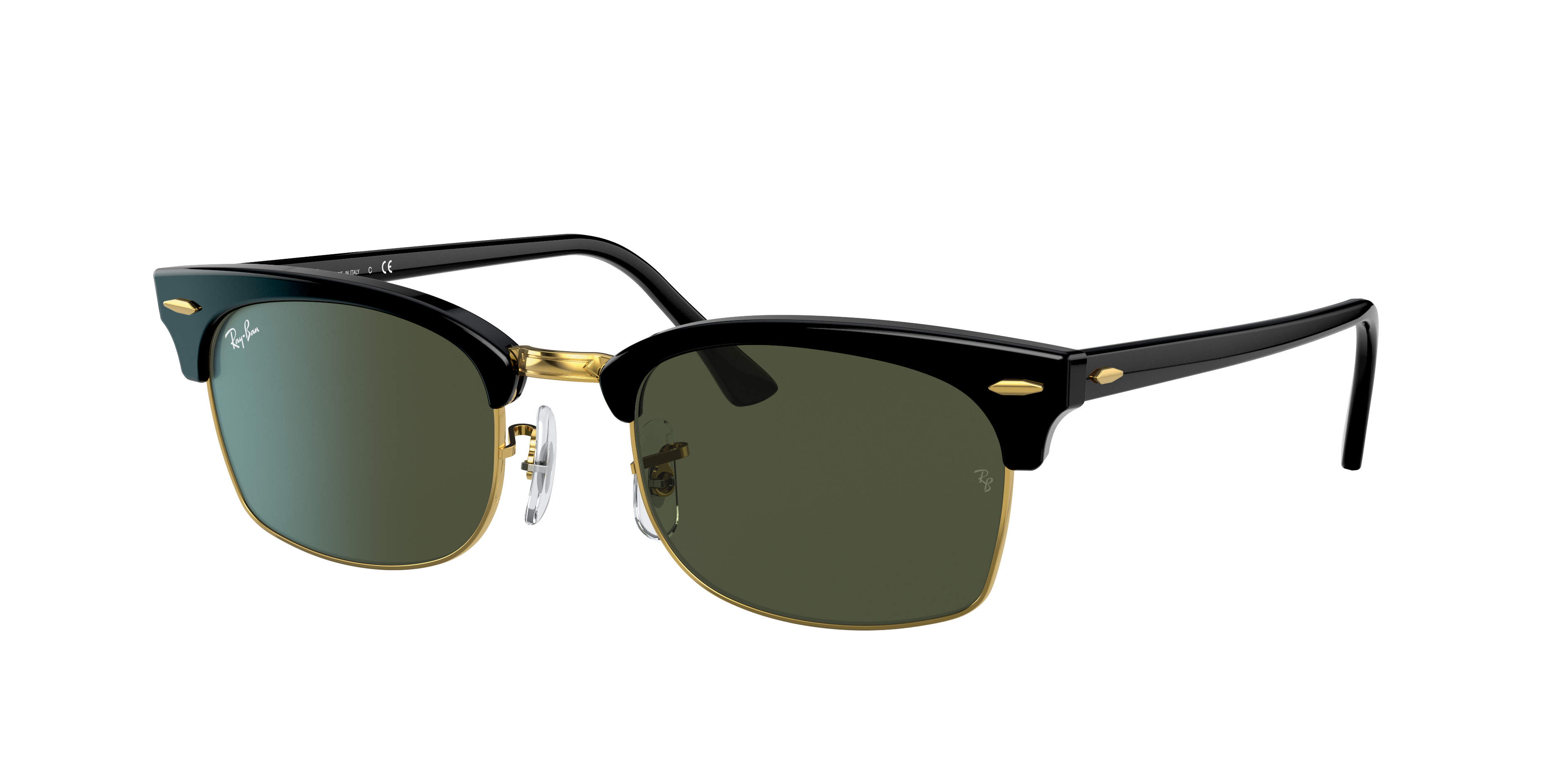 Ray Ban Clubmaster Square Legend Sunglasses Black Frame Green Lenses 55-21