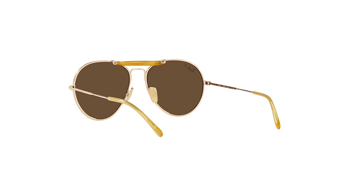 RB8063 TITANIUM Sunglasses in Gold and Dark Brown - RB8063 | Ray 