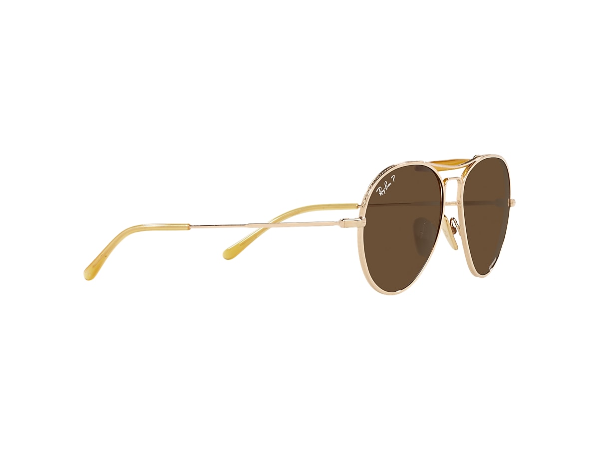 RB8063 TITANIUM Sunglasses in Gold and Dark Brown - RB8063 | Ray 