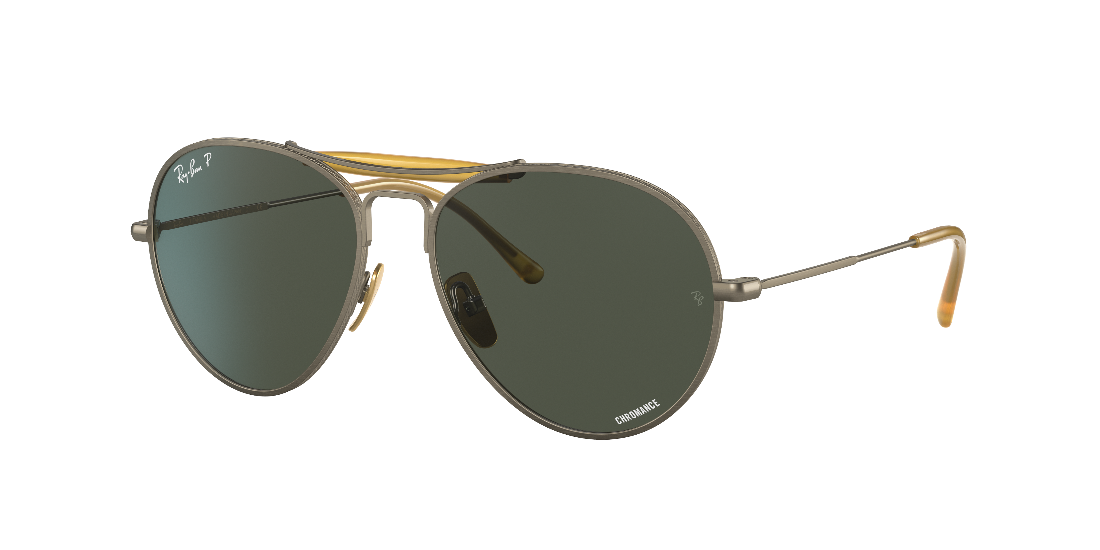 Rb8063 Titanium Sunglasses in Antique Gold and Dark Green | Ray-Ban®