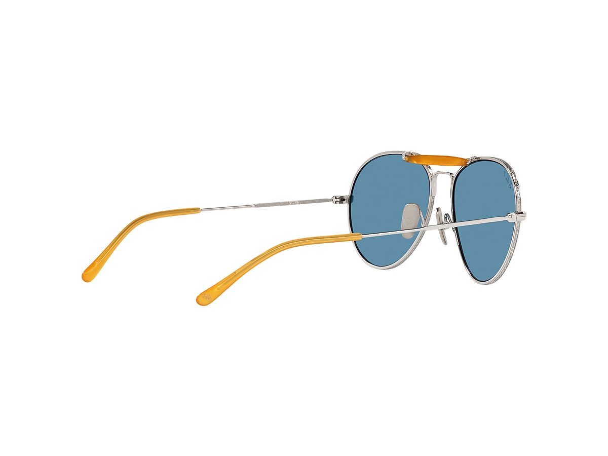 Ray-Ban Rb8063 Titanium Sunglasses Silver Frame Blue Lenses Polarized 55-16