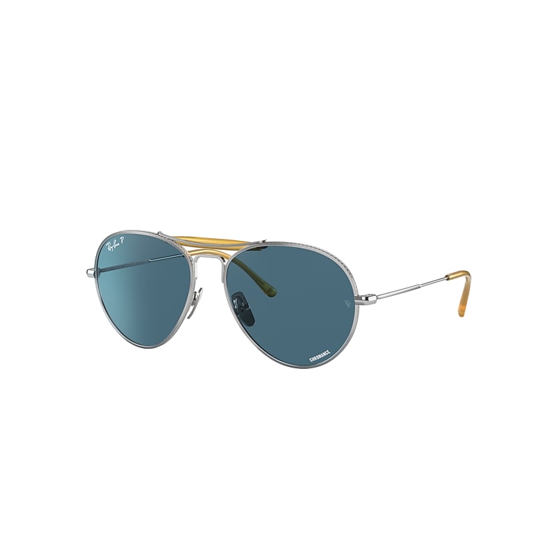 Ray-Ban Rb8063 Titanium Sunglasses Silver Frame Blue Lenses Polarized 55-16 product image