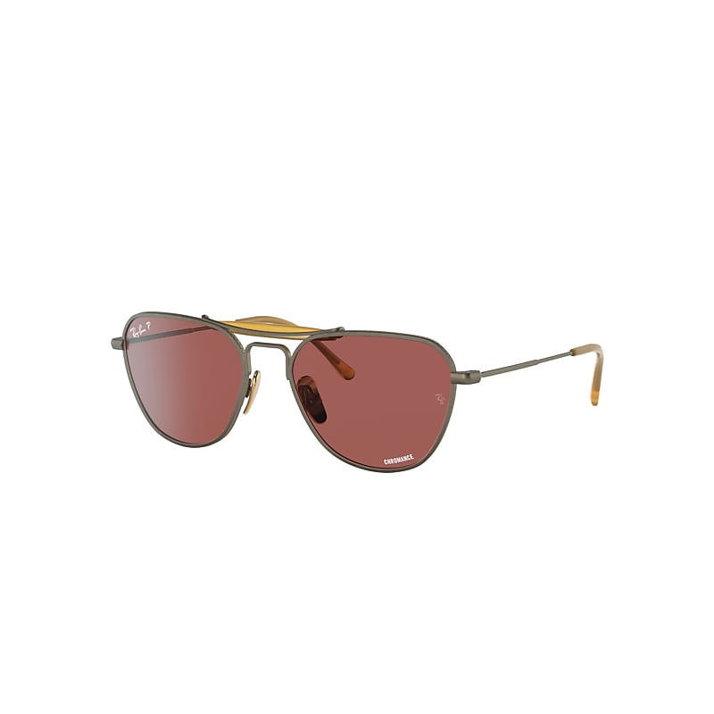 Ray Ban Rb8064 Titanium Sunglasses Gold Frame Red Lenses Polarized 53-17