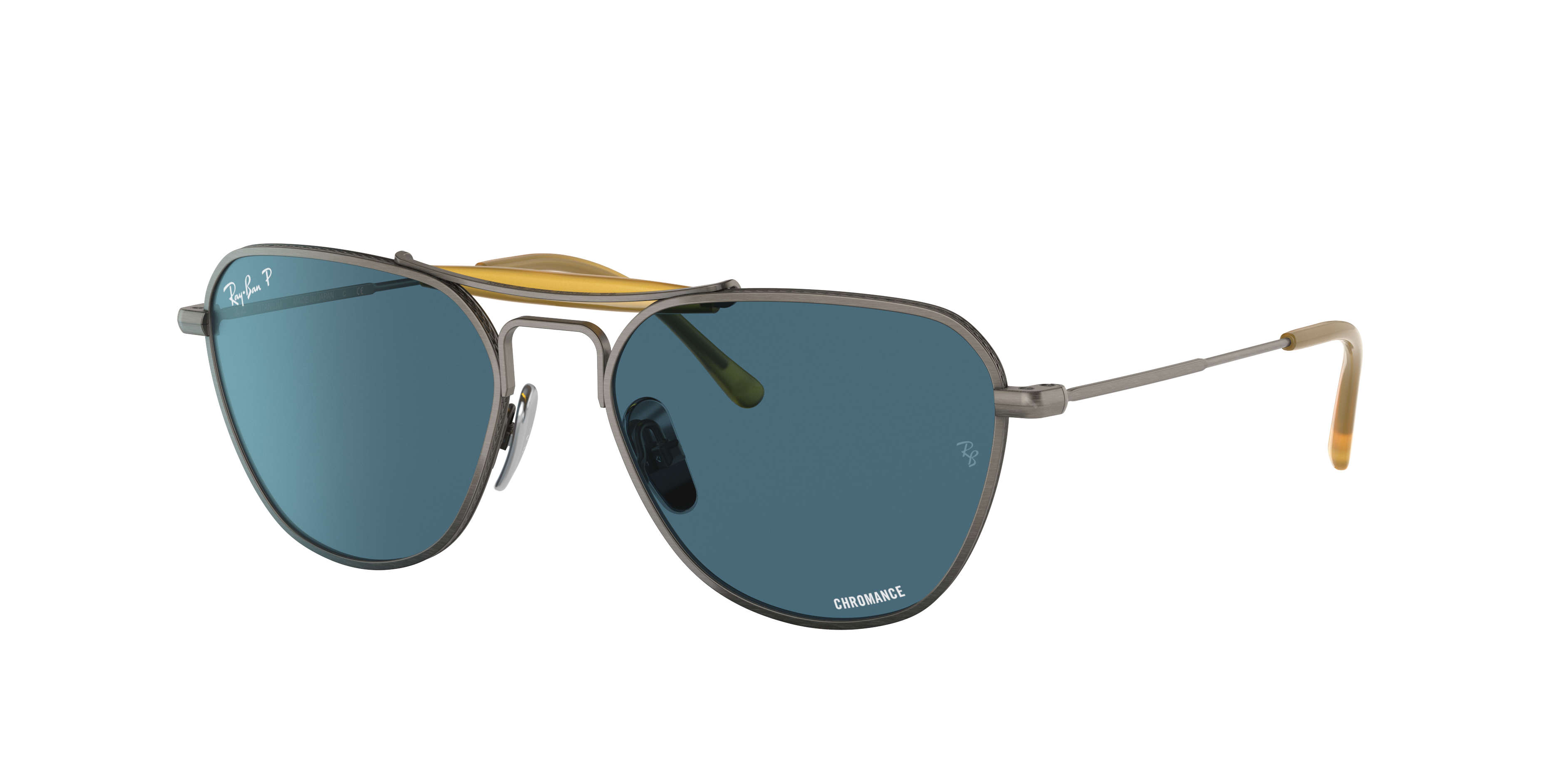 Ray Ban Rb8064 Titanium Sunglasses Gunmetal Frame Blue Lenses Polarized 53-17