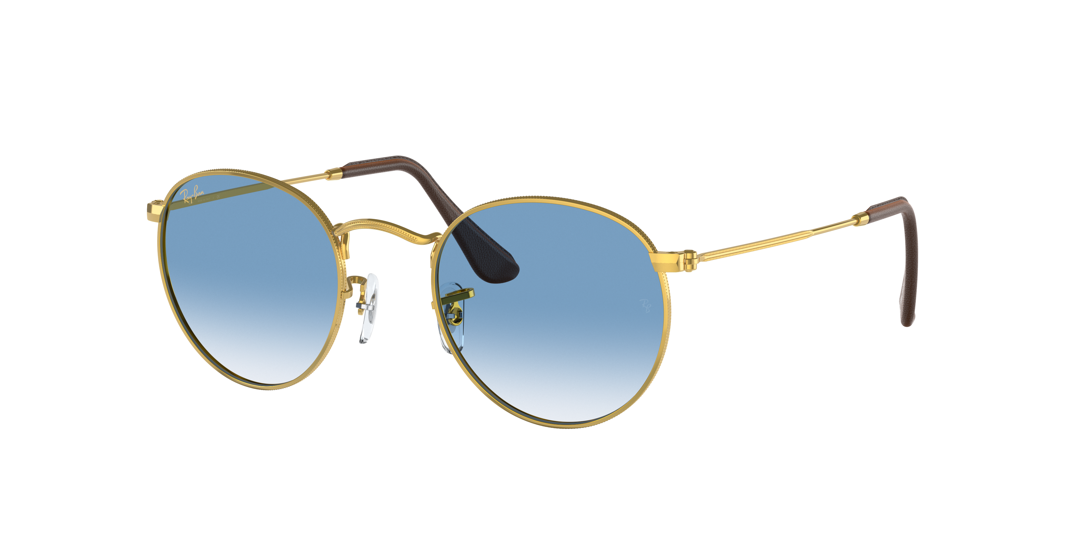 ray ban round gold glasses