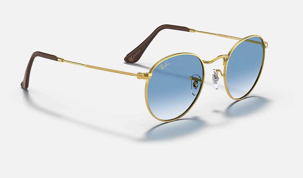spectrum schot idee Round Metal @collection Sunglasses in Gold and Light Blue | Ray-Ban®