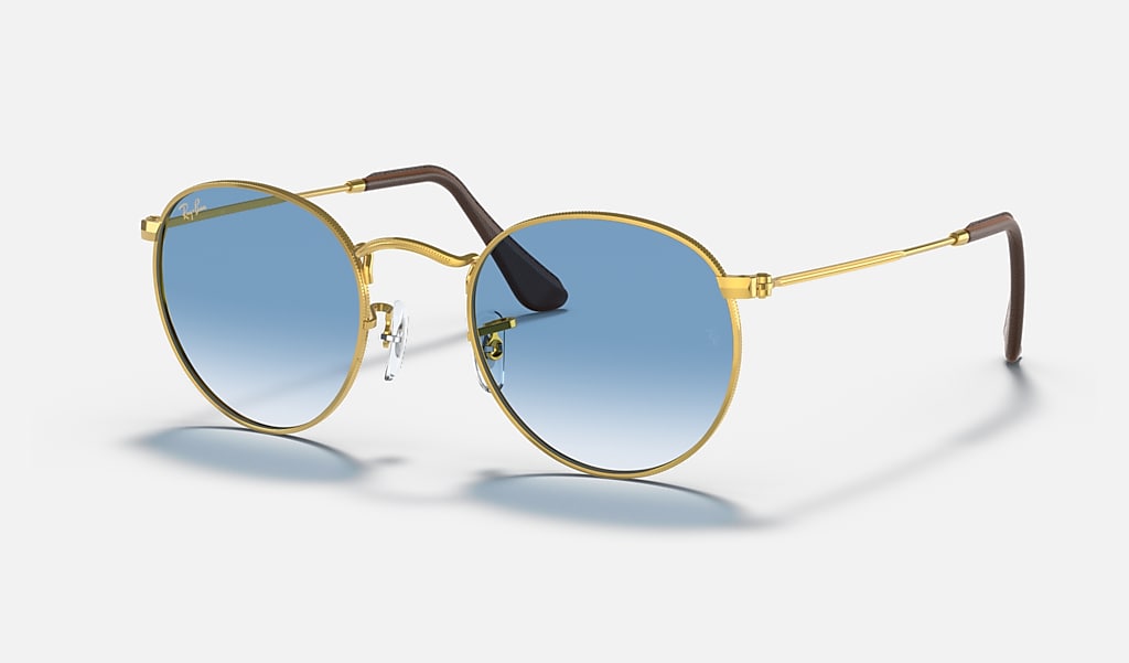 Daarbij vliegtuigen Fondsen Round Metal @collection Sunglasses in Gold and Light Blue | Ray-Ban®