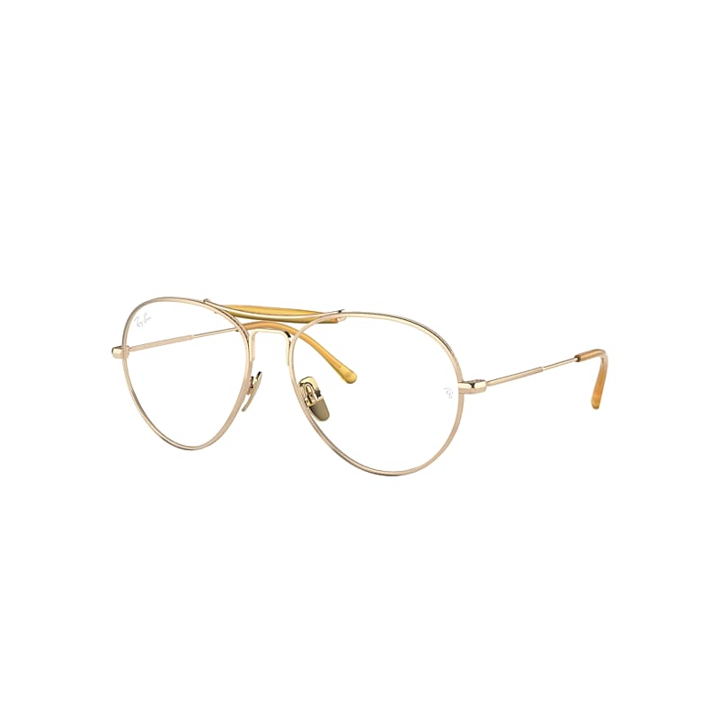 Ray Ban Rb8063 Titanium Optics Eyeglasses Gold Frame Clear Lenses 55-16