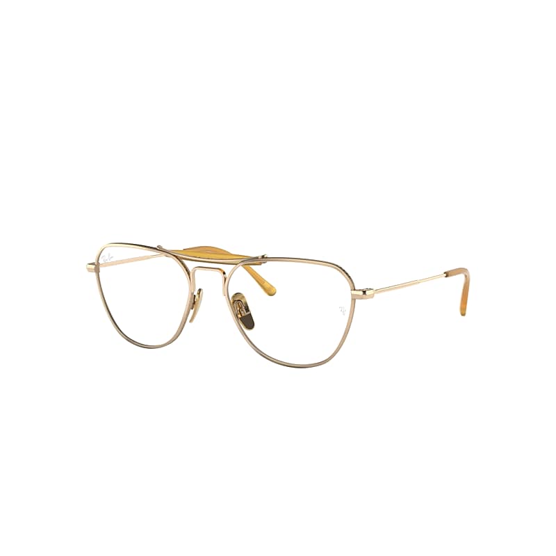 Ray Ban Rb8064 Titanium Optics Eyeglasses Gold Frame Clear Lenses 53-17