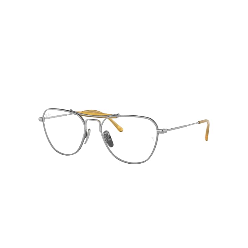 Ray Ban Rb8064 Titanium Optics Eyeglasses Silver Frame Clear Lenses 53-17 In Silber