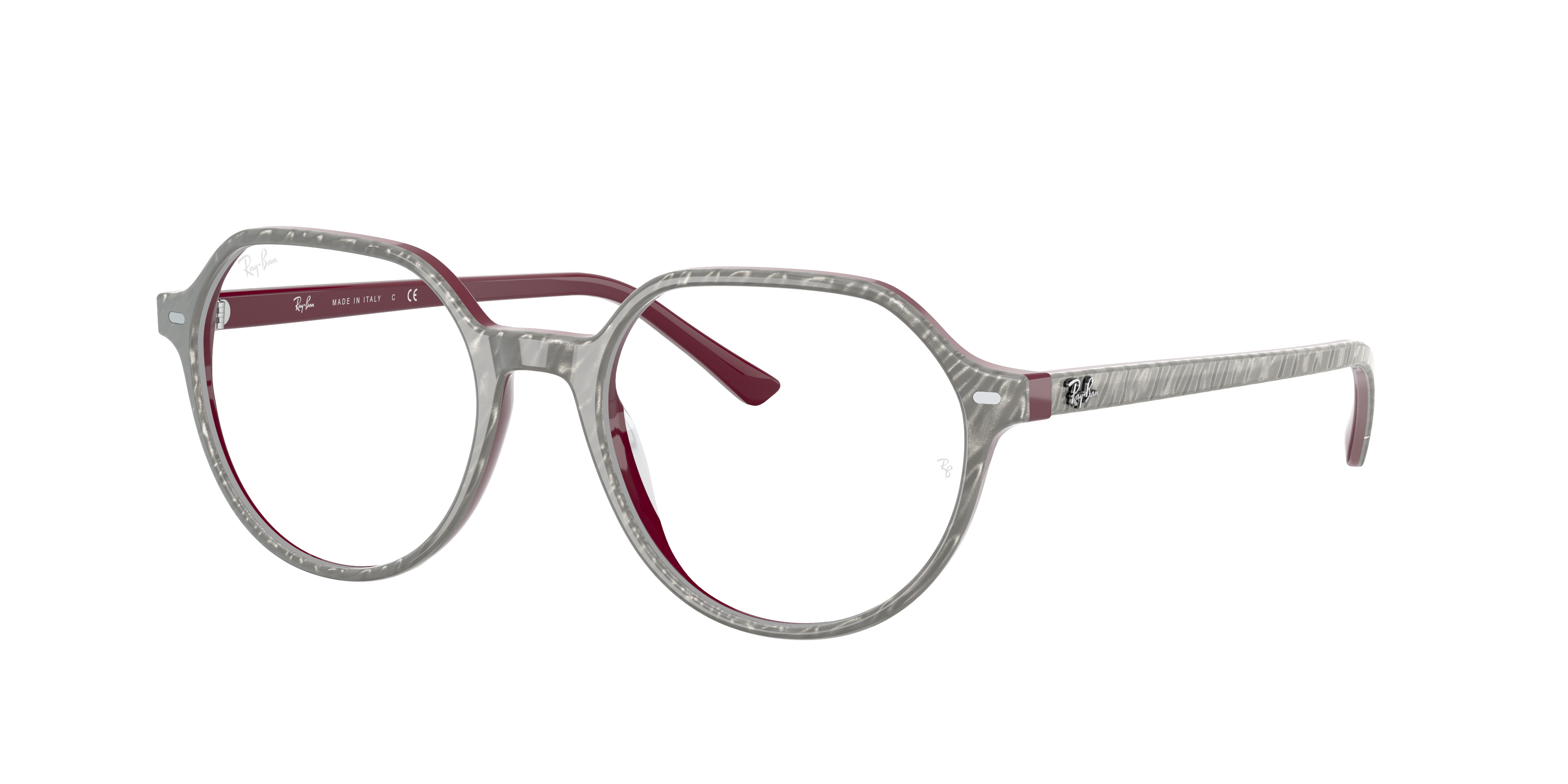 Ray Ban Thalia Optics Eyeglasses Wrinkled Grey Frame Clear Lenses Polarized 49-18 In Knitteroptik Grau