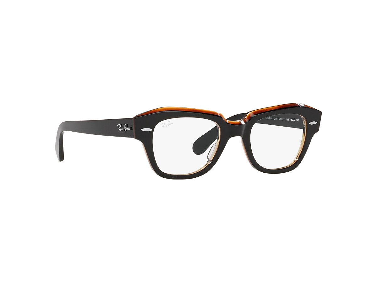 STATE STREET OPTICS Eyeglasses with Black On Brown Frame