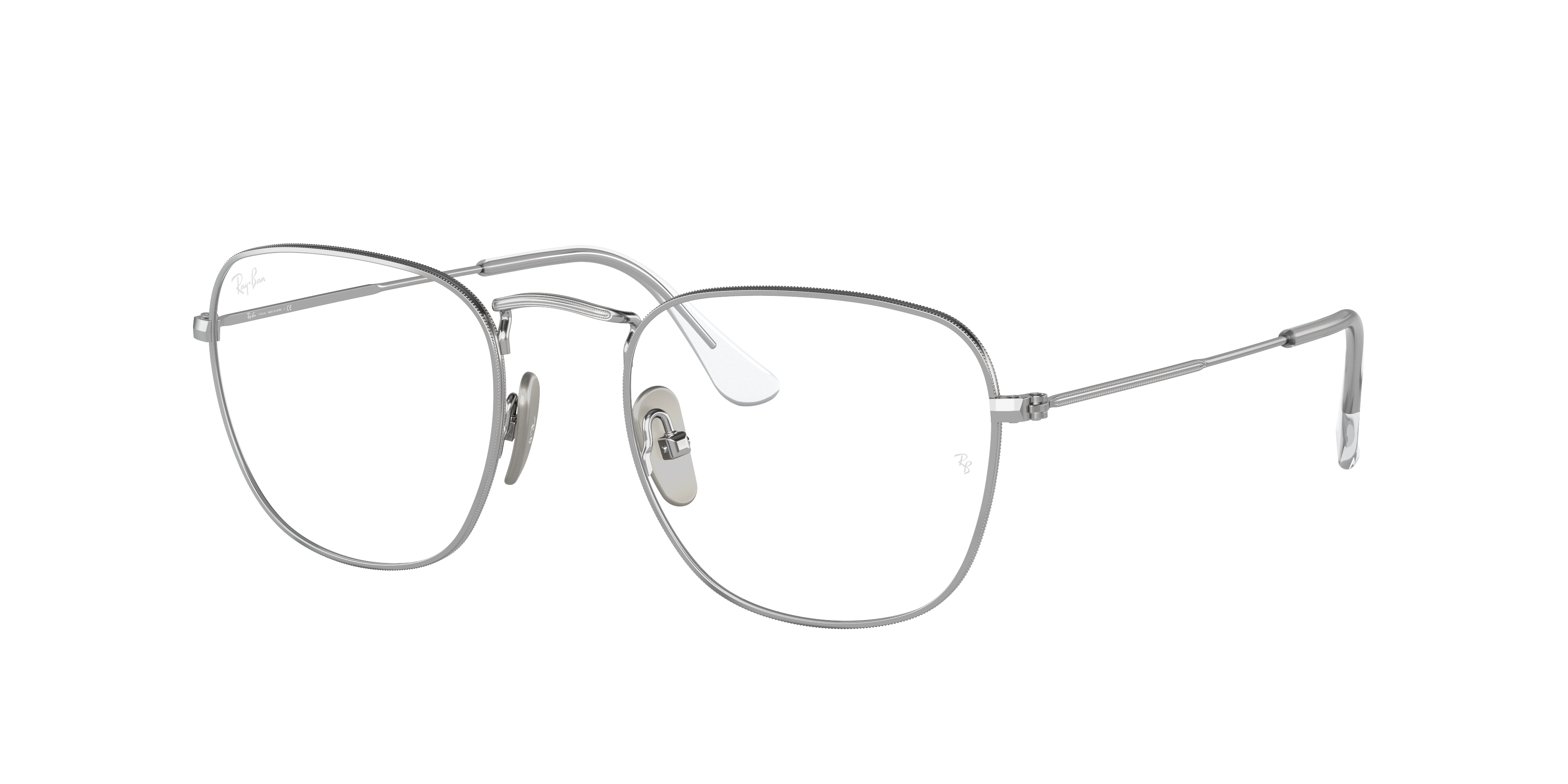 Ray Ban Frank Titanium Optics Eyeglasses Silver Frame Clear Lenses 51-20