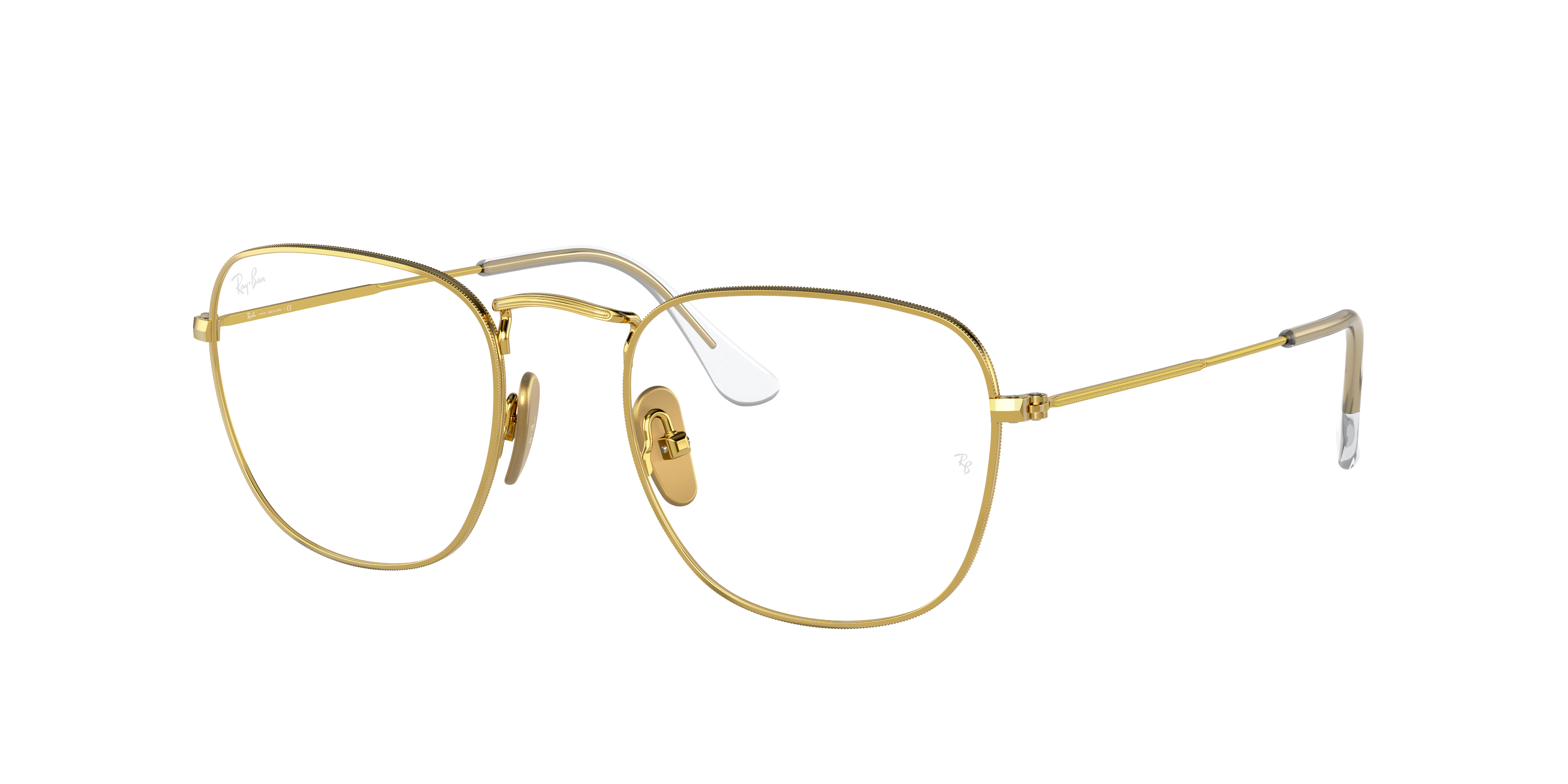 Ray Ban Frank Titanium Optics Eyeglasses Gold Frame Clear Lenses 51-20