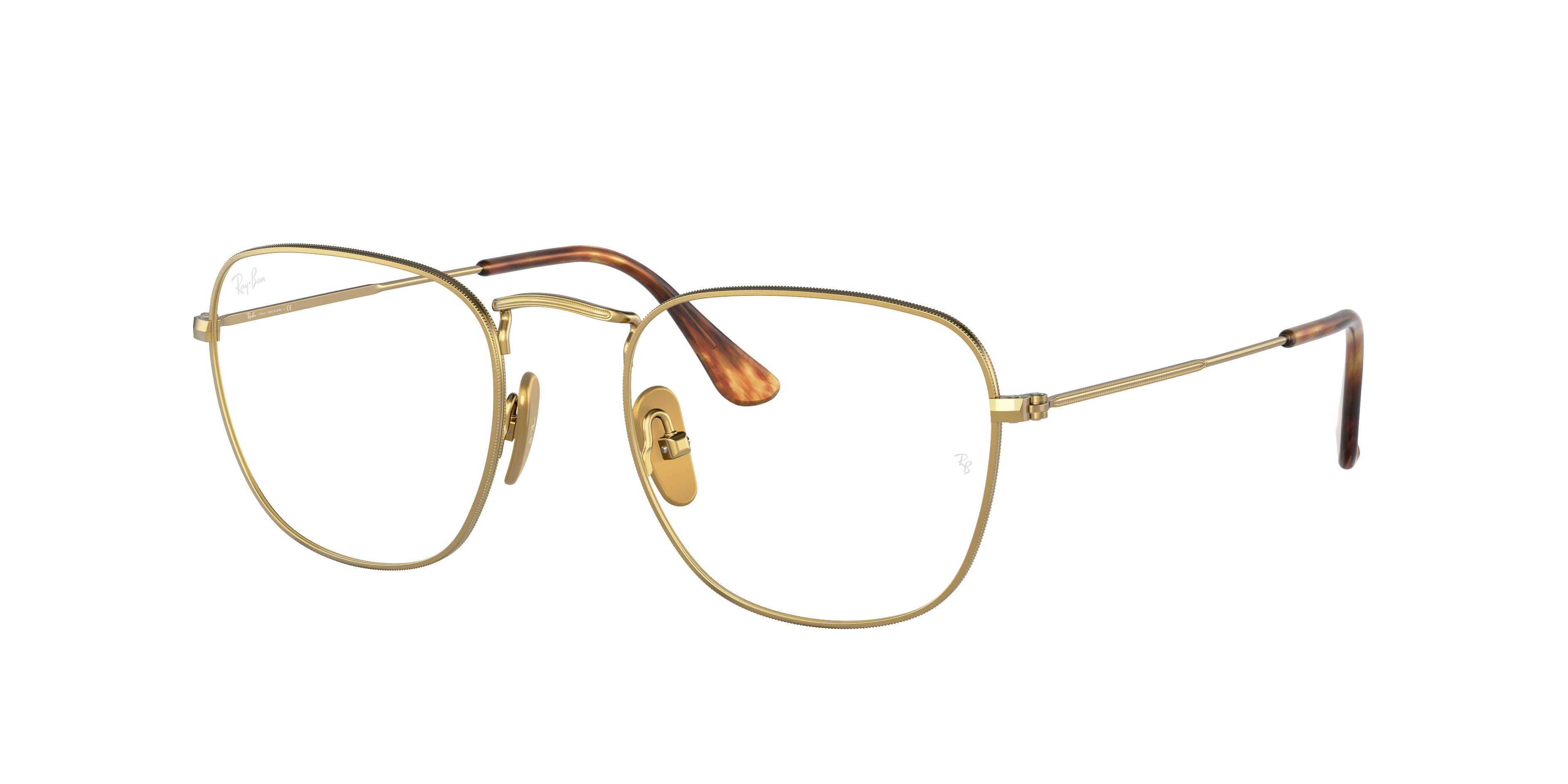 Ray Ban Frank Titanium Optics Eyeglasses Gold Frame Clear Lenses 48-20