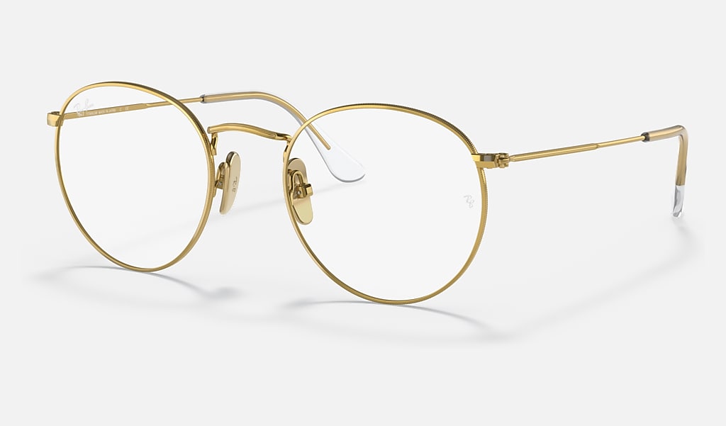 Round Titanium Optics Eyeglasses with Gold Frame | Ray-Ban®