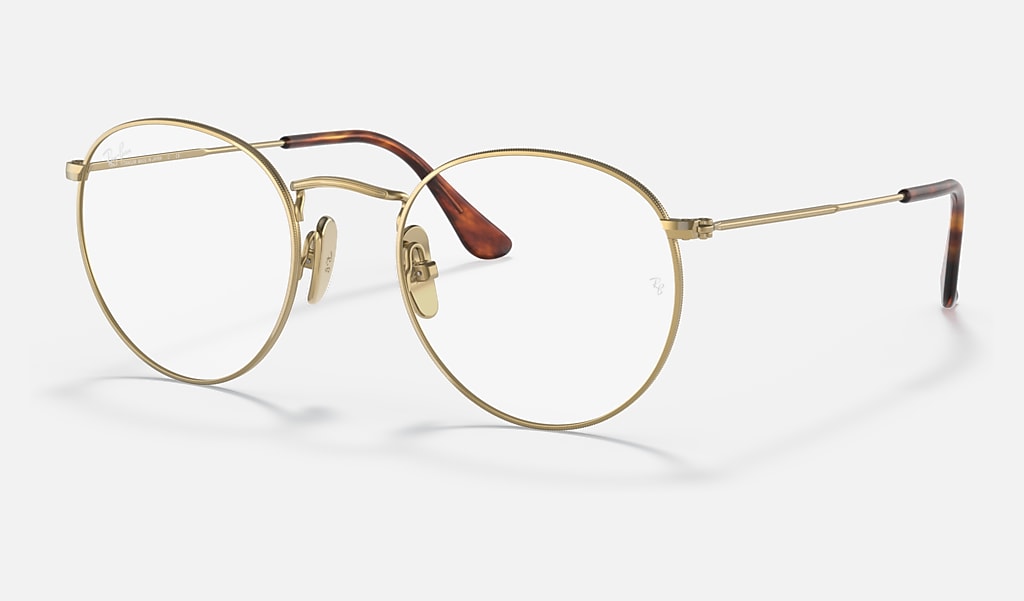 Round Titanium Optics Eyeglasses with Gold Frame | Ray-Ban®