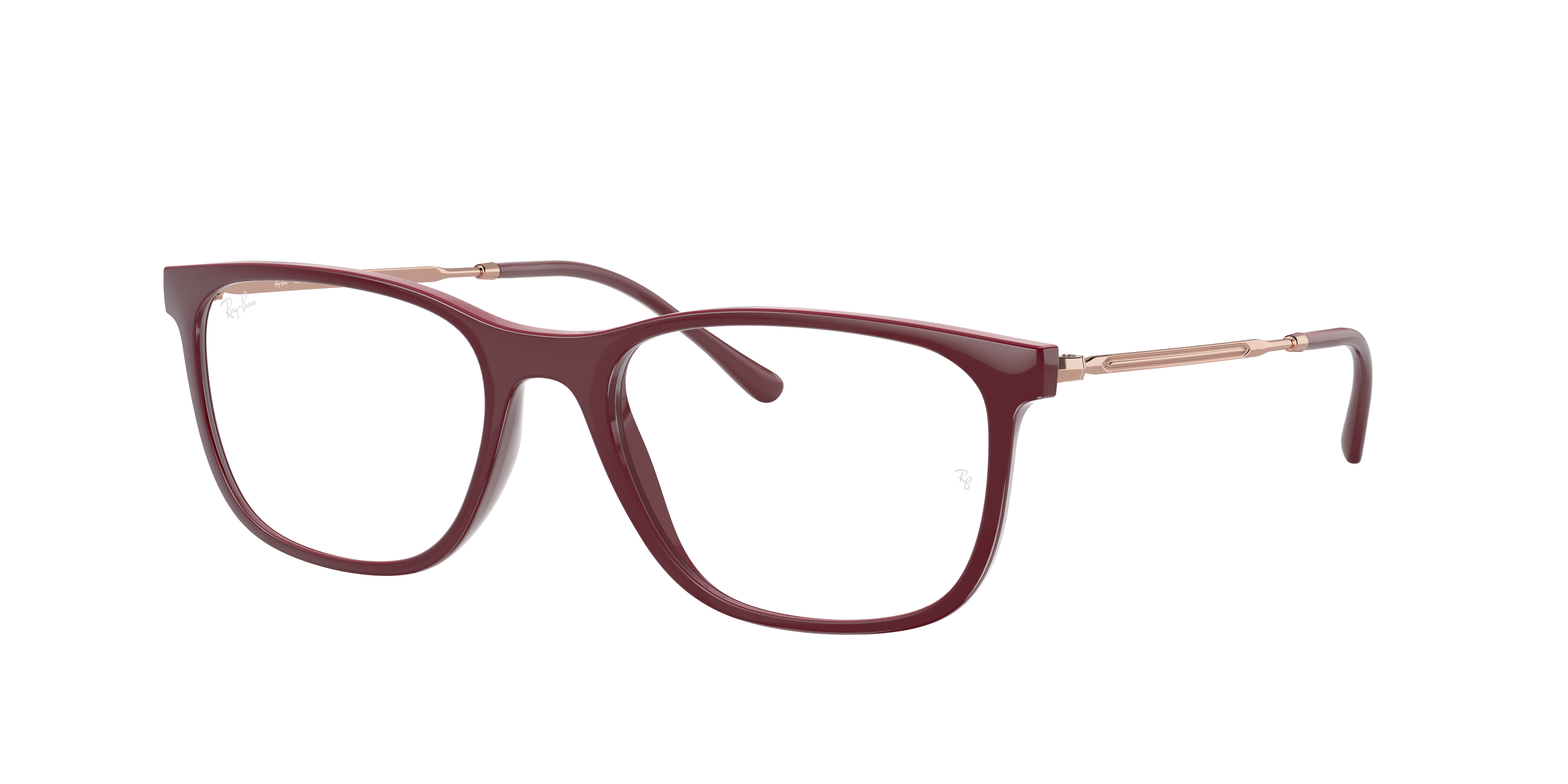 Ray Ban Rb7244 Eyeglasses Gold Frame Clear Lenses Polarized 53-21 In Rose Gold