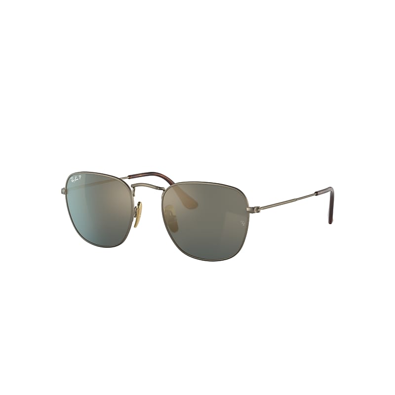 Ray-Ban Frank Titanium Sunglasses Gold Frame Blue Lenses Polarized 48-20 product image