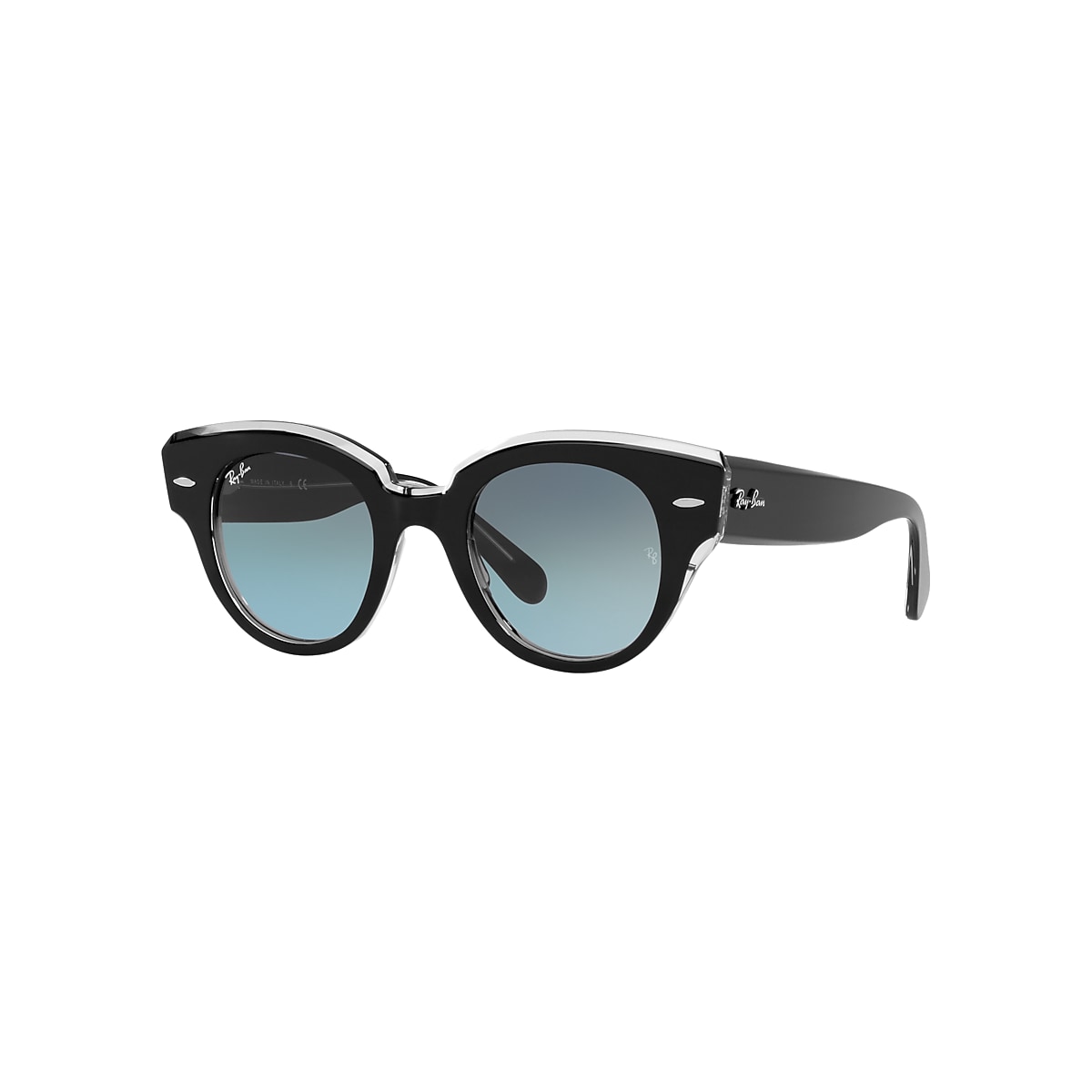 ROUNDABOUT Sunglasses in Black On Transparent and Blue 