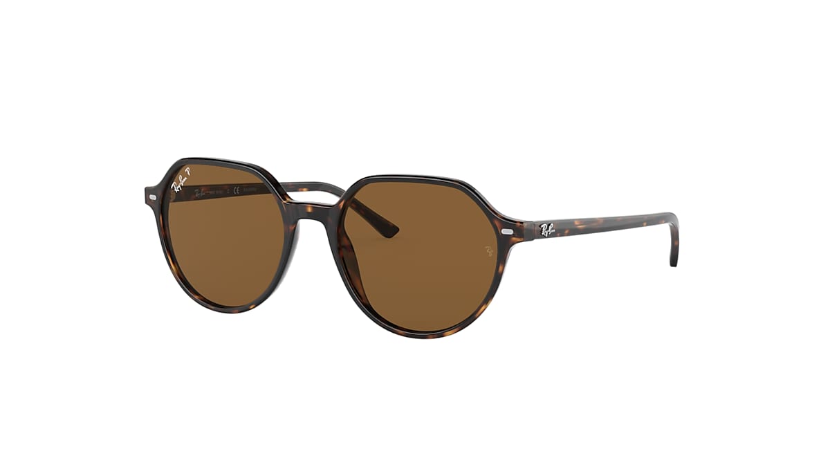 THALIA Sunglasses in Striped Havana and Blue - RB2195 | Ray