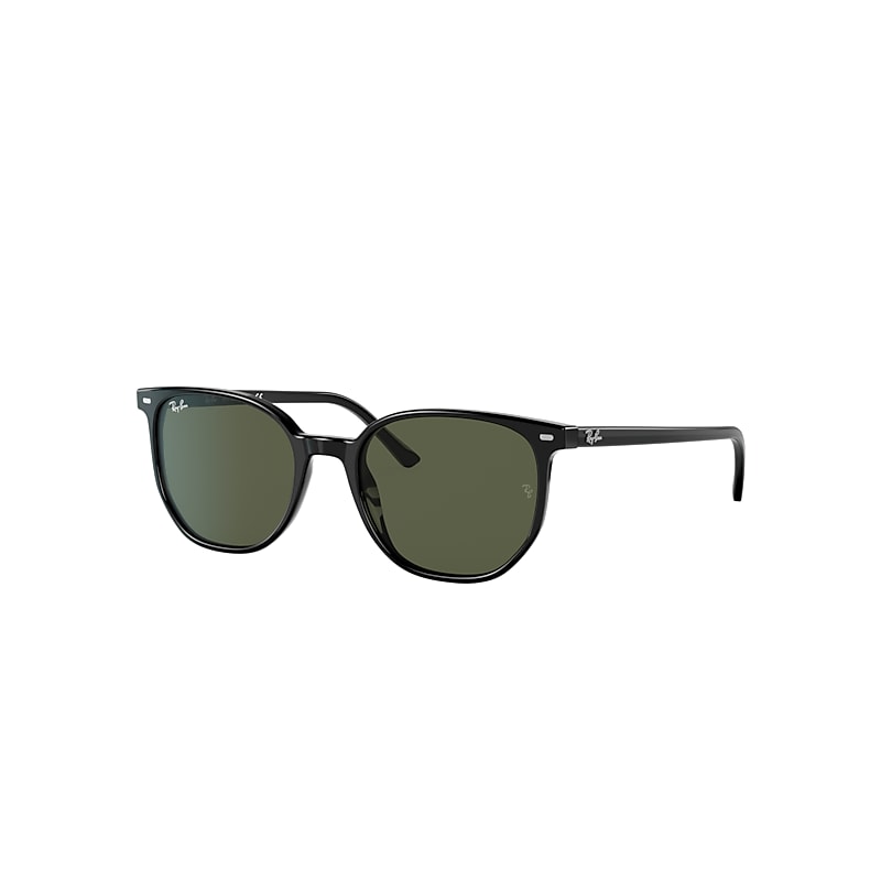 Ray-Ban Elliot Sunglasses Shiny Black Frame Green Lenses 54-19