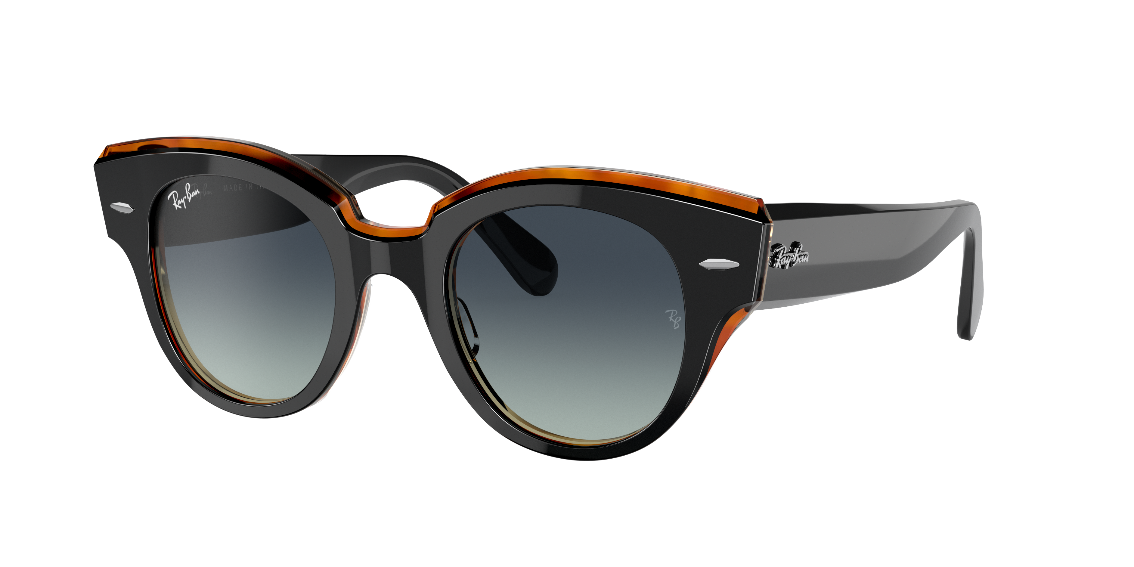 Ray Ban Roundabout Sunglasses Black Frame Grey Lenses 47-22