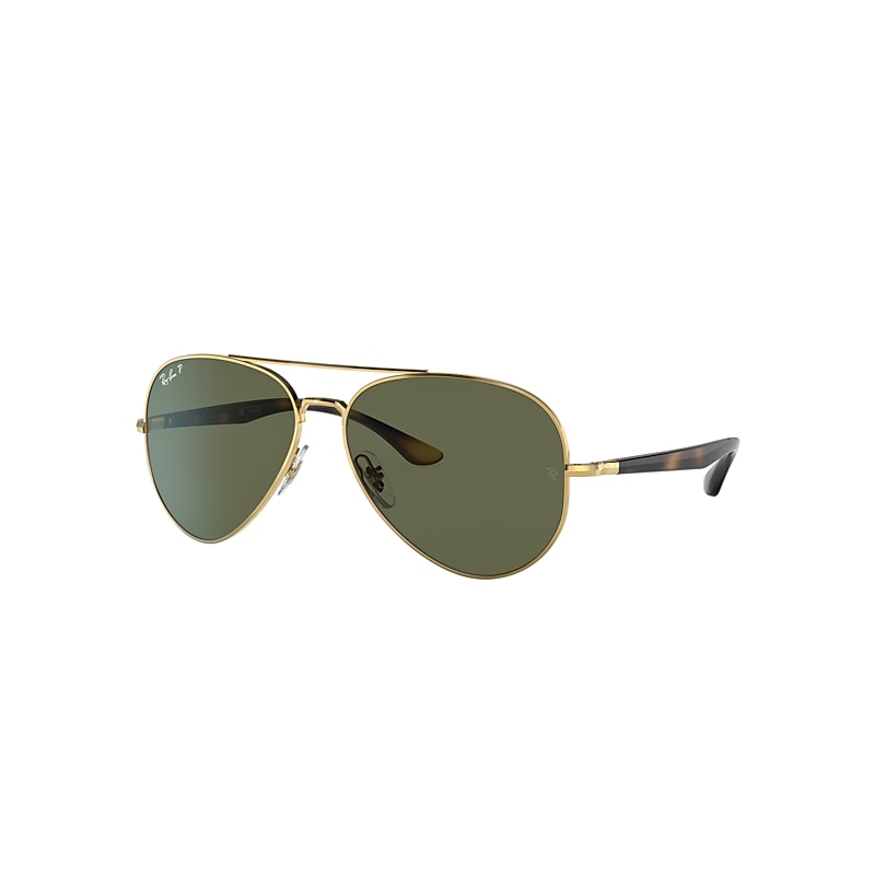 Ray-Ban Rb3675 Sunglasses Gold Frame Green Lenses Polarized 58-14 product image