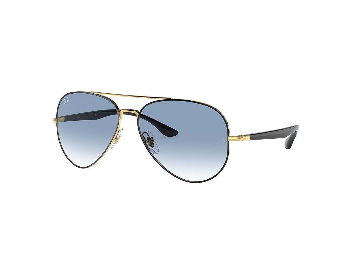 RB3675 Sunglasses in Black On Gold and Light Blue - Ray-Ban