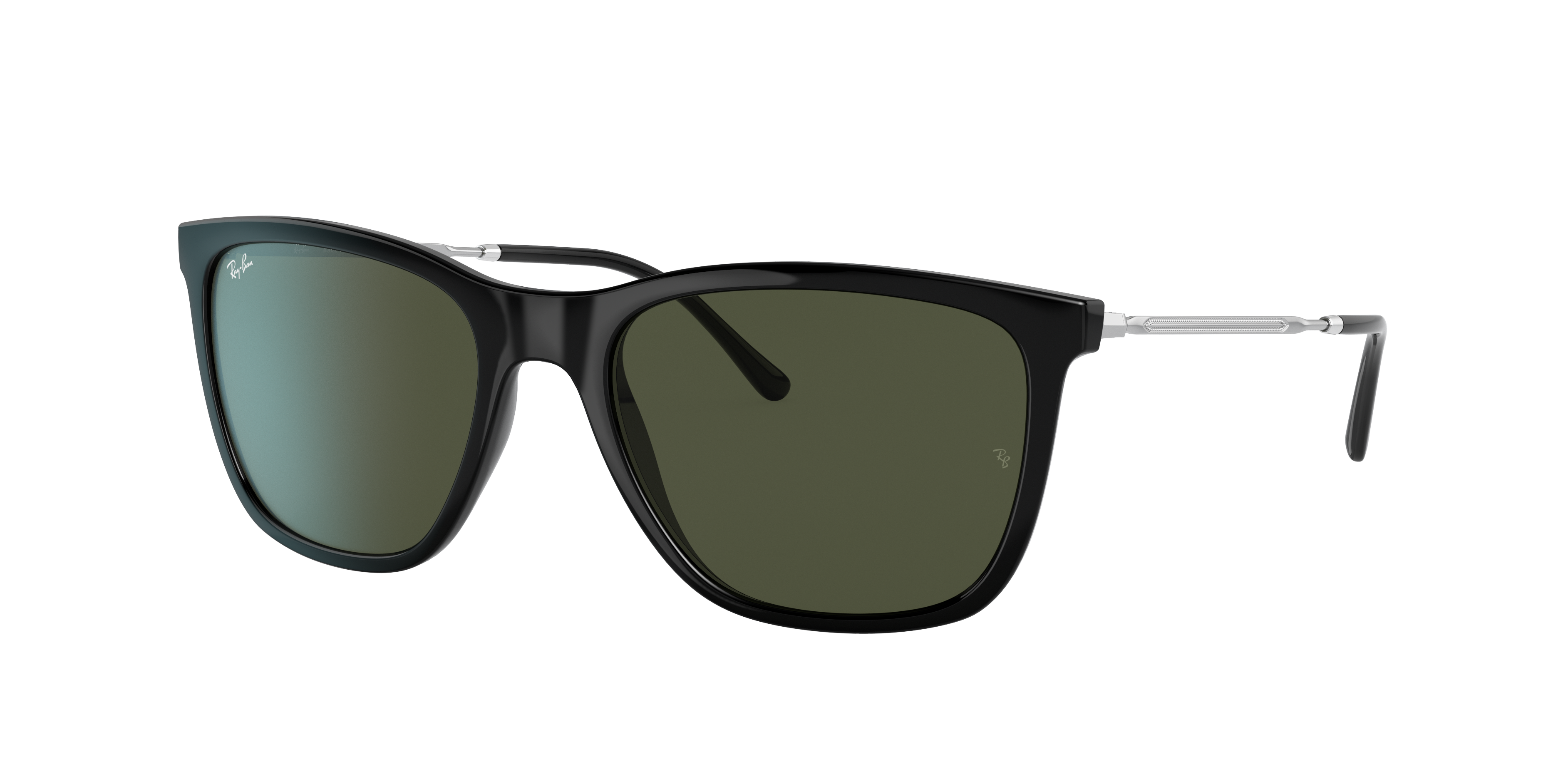 Ray Ban Rb4344 Sunglasses Silver Frame Green Lenses 56-19 In Schwarz