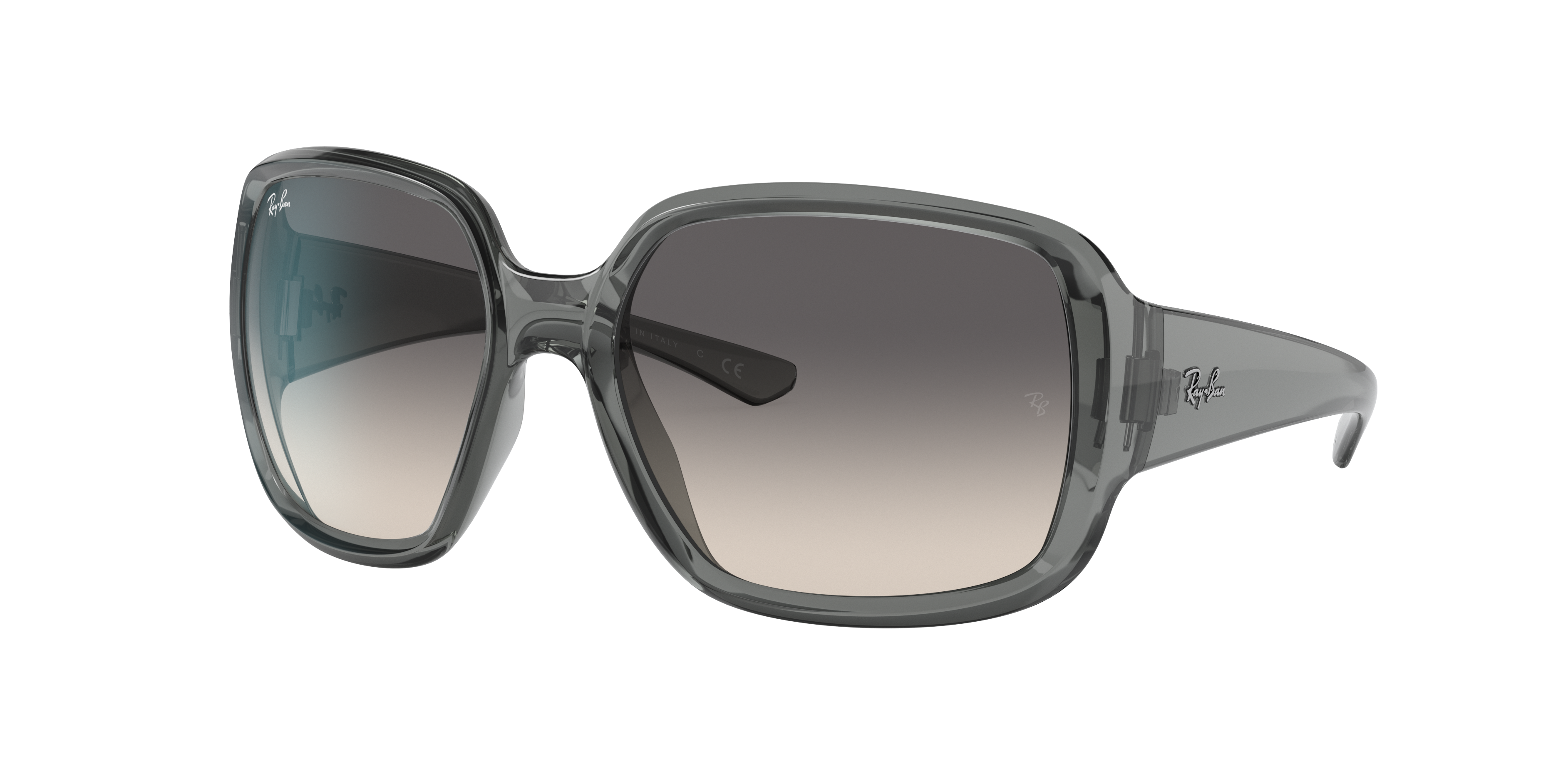 Ray Ban Powderhorn Sunglasses Transparent Grey Frame Grey Lenses 60-18