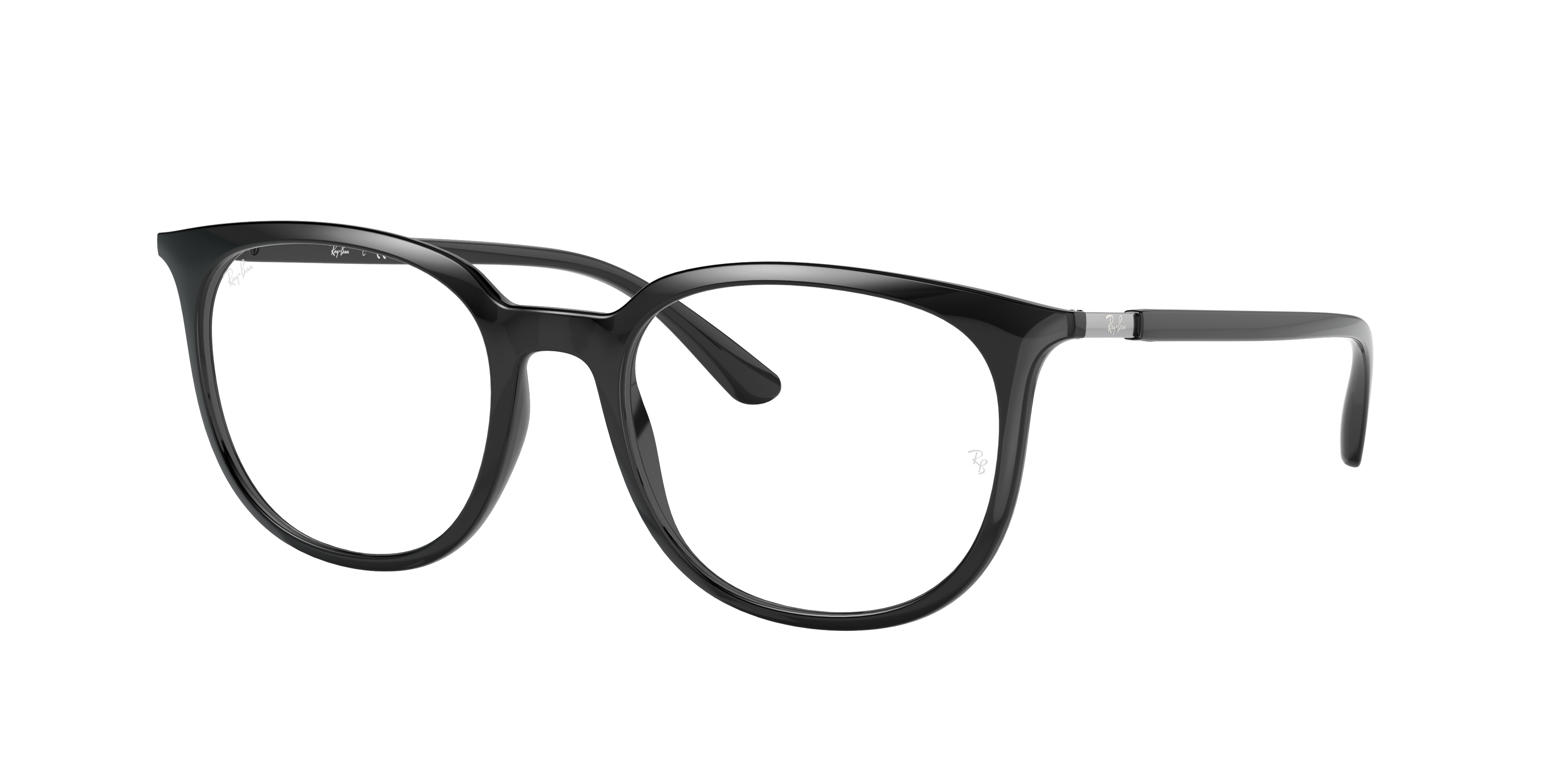 Ray Ban Rb7190 Eyeglasses Shiny Black Frame Clear Lenses Polarized 53-23