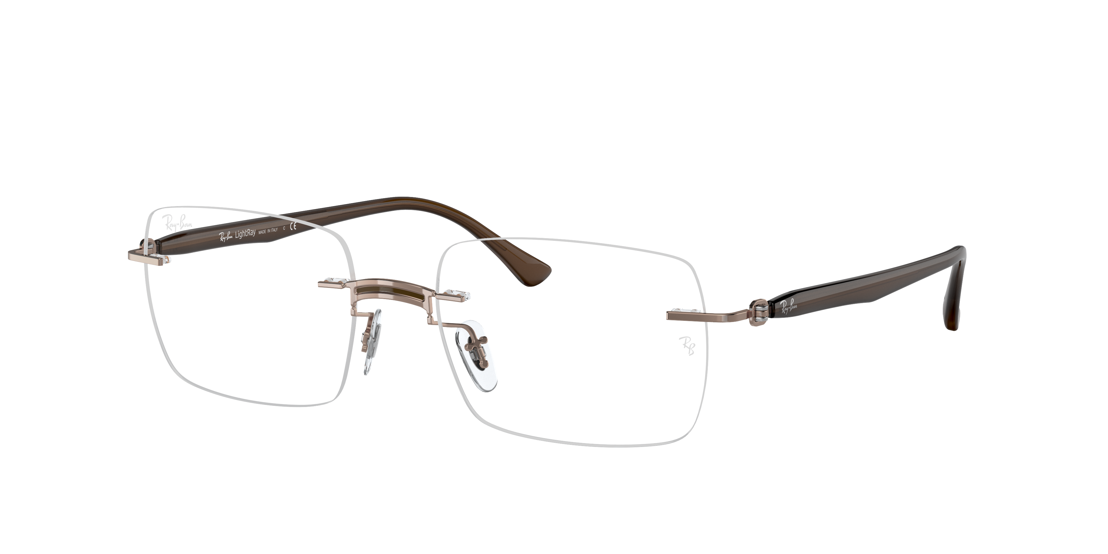 Ray Ban Rb8767 Eyeglasses Light Brown Frame Clear Lenses 53-20 In Transparent Brown