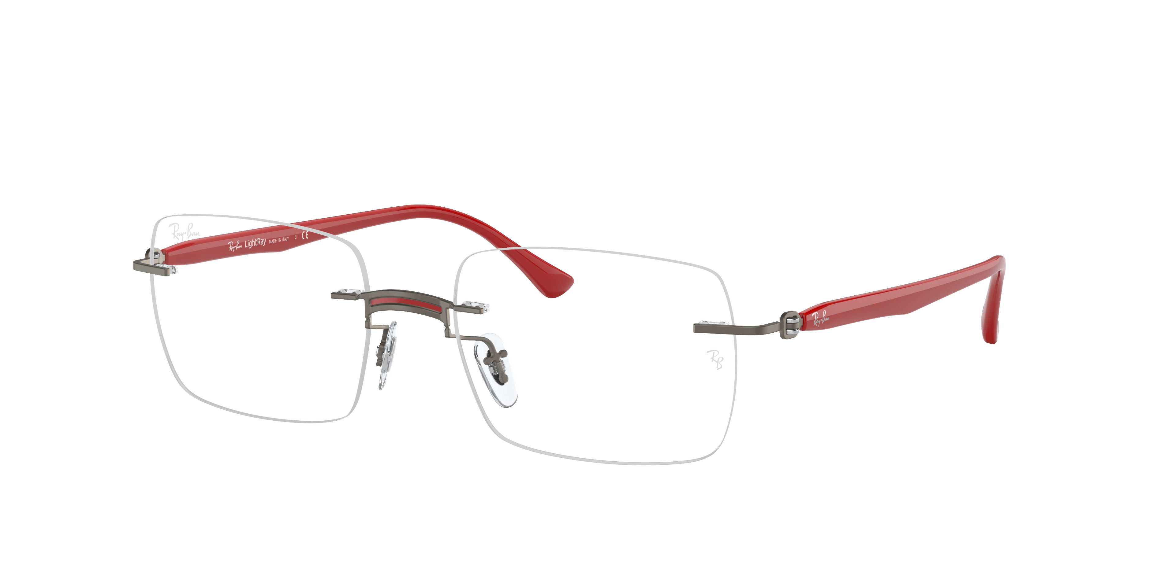 Ray Ban Rb8767 Eyeglasses Red Frame Clear Lenses 51-20 In Rot
