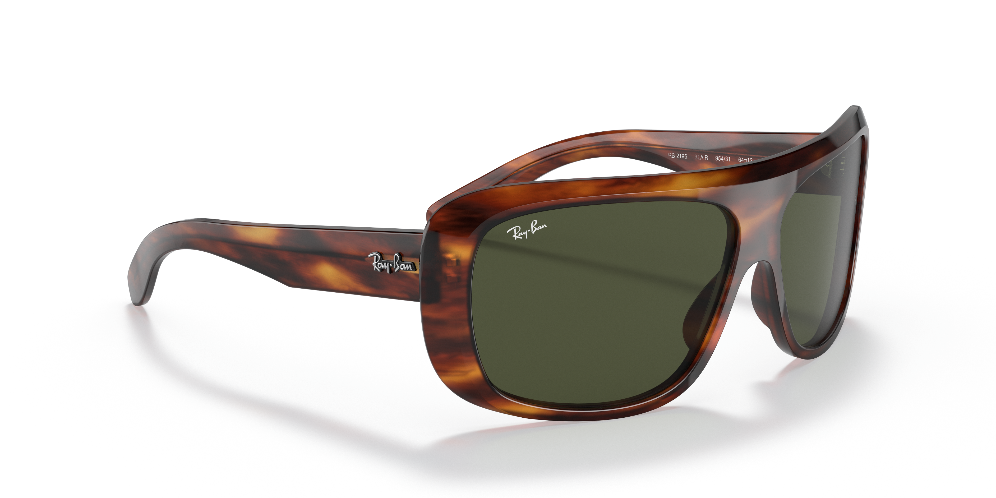 Blair Sunglasses in Striped Havana and Green | Ray-Ban®